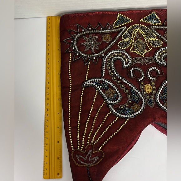 Aldo Embroidered and Beaded Burgundy Shoulder Bag - Picture 10 of 14